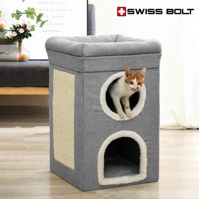 고양이집스크래쳐하트숨숨집조립형