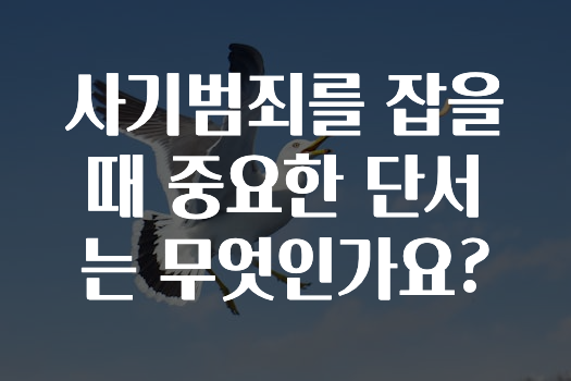 사기범죄를 잡을때 중요한 단서는 무엇인가요?