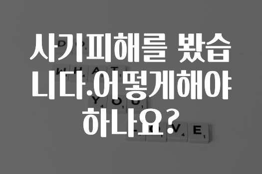 사기피해를 봤습니다.어떻게해야하나요?