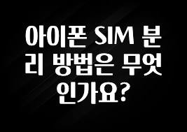 아이폰 SIM 분리 방법은 무엇인가요?