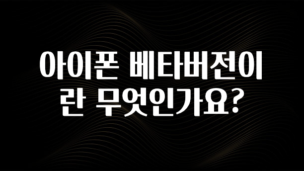 아이폰 베타버전이란 무엇인가요?