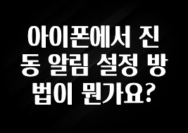 아이폰에서 진동 알림 설정 방법이 뭔가요?