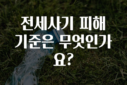 전세사기 피해 기준은 무엇인가요?