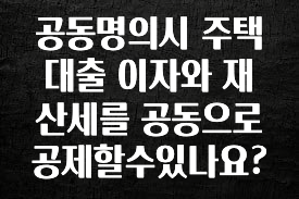 공동명의시 주택 대출 이자와 재산세를 공동으로 공제할수있나요?