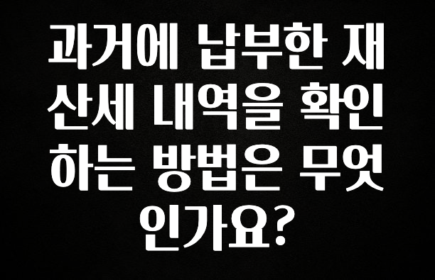 과거에 납부한 재산세 내역을 확인하는 방법은 무엇인가요?