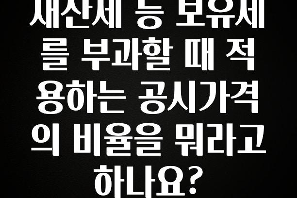 재산세 등 보유세를 부과할 때 적용하는 공시가격의 비율을 뭐라고 하나요?
