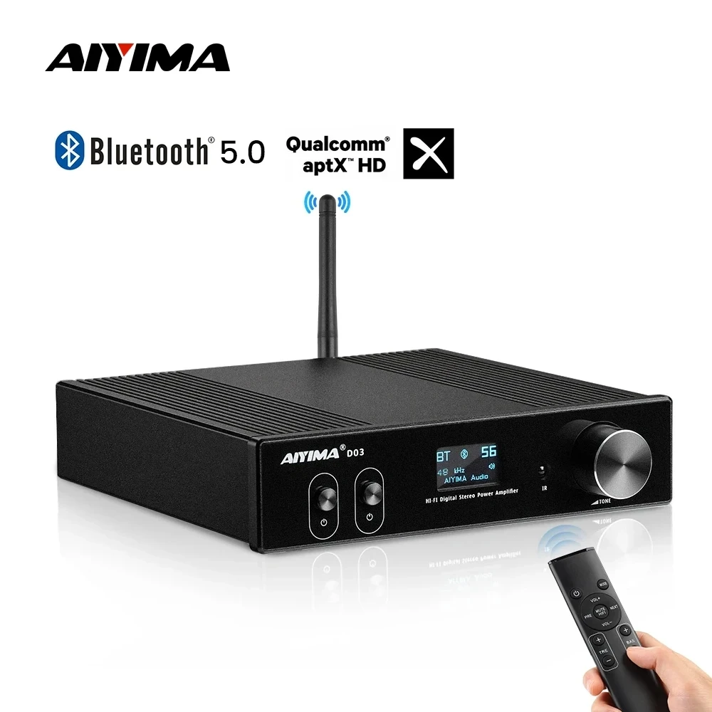 AIYIMA-D03 블루투스 앰프 150Wx2 스테레오 HiFi 사운드 Amplificador 서브 우퍼 앰프