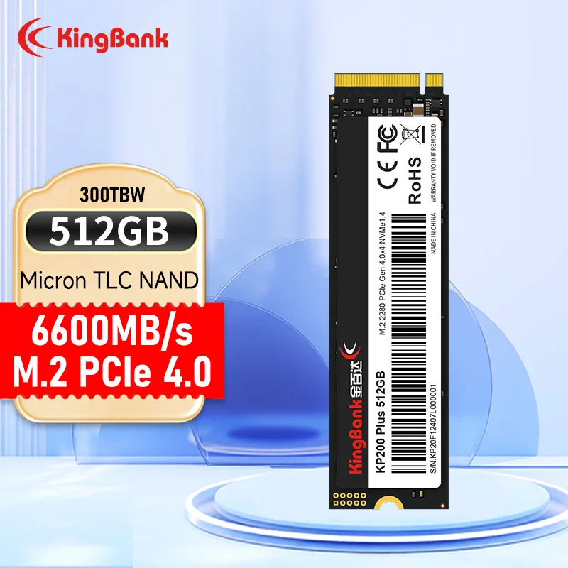 M2 SSD NVMe KP200 Plus 512GB M.2 PCIe 4.0 하드 드라이브 2280 노트북 데스크탑 용 내부 솔리드 스테이트 디스크 6600 메가바이트/S 마이크론 칩