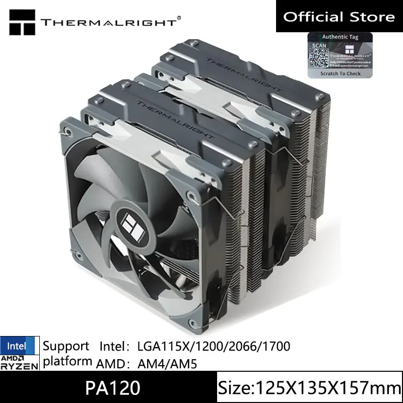 Thermalright PA120 AGHP 3.0 히트 파이프 공냉식 라디에이터 6 히트 파이프 이중 타워 이중 팬(상단 커버 지원 LGA1700 포함)
