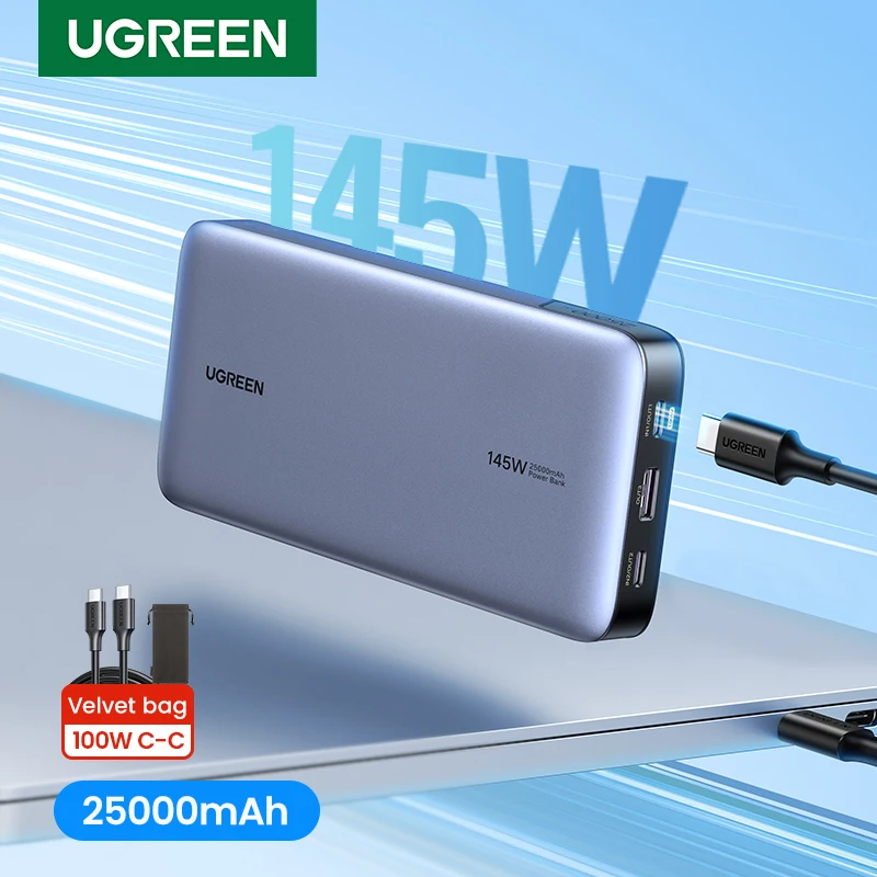 UGREEN 140W 전원 은행 휴대용 25000mAh PD 빠른 충전 PowerBank 노트북 노트북 Xiaomi 13 빠른 충전 외부 배터리