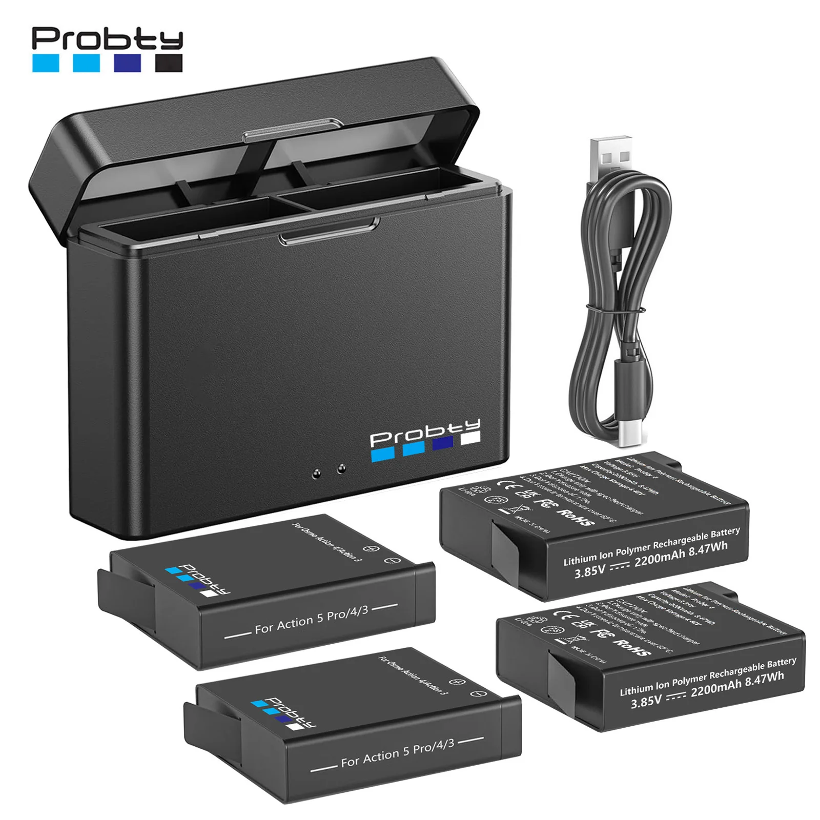 DJI Osmo Action 5 Pro Action 4 카메라 배터리 2200mAh 배터리 및 DJI Osmo Action 4/3 액세서리용 충전기