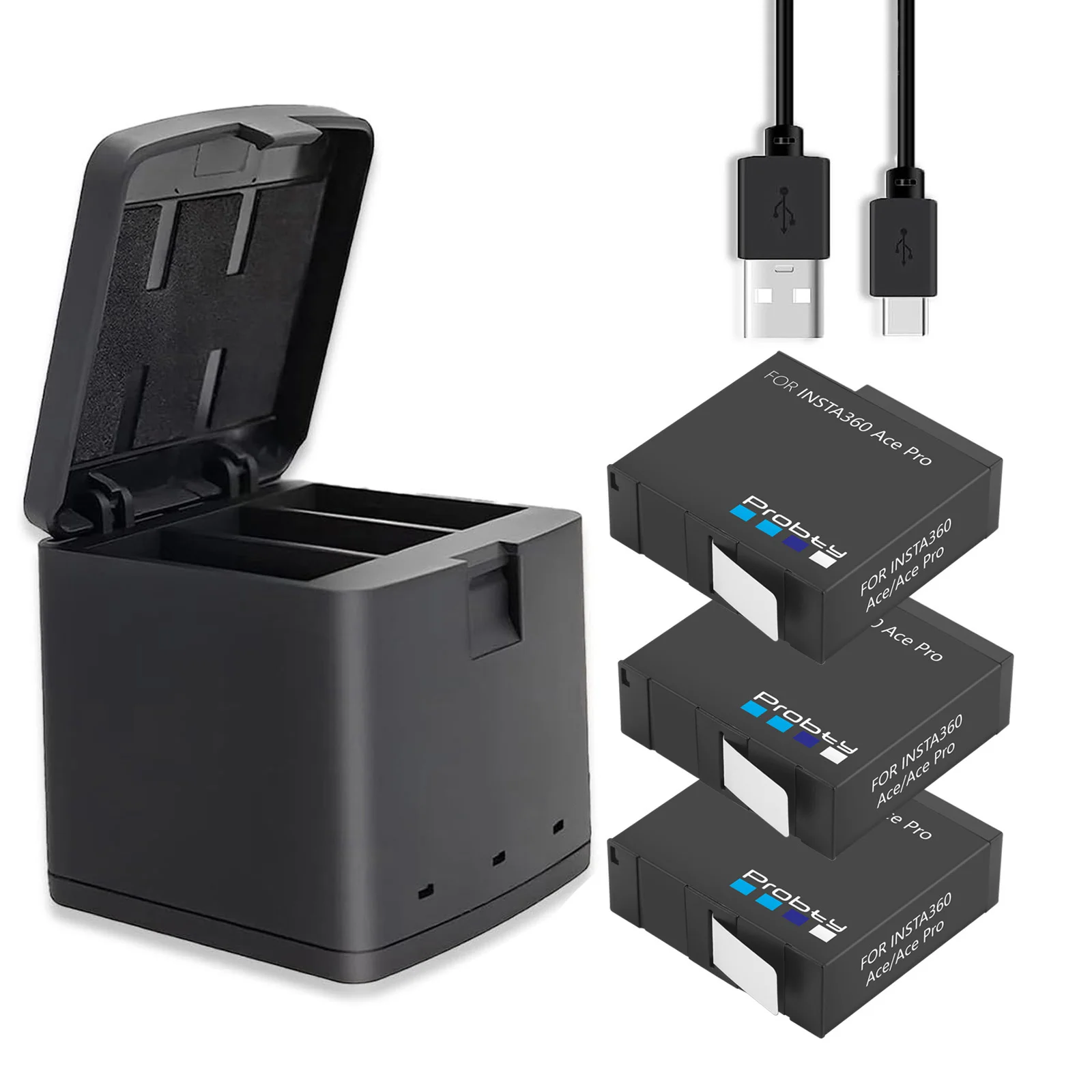 Insta360 Ace Pro Ace Insta360 Ace Pro 2 + 3 슬롯 LED 충전기 Insta360 Ace Pro 배터리 액세서리 용 2200mAh 배터리