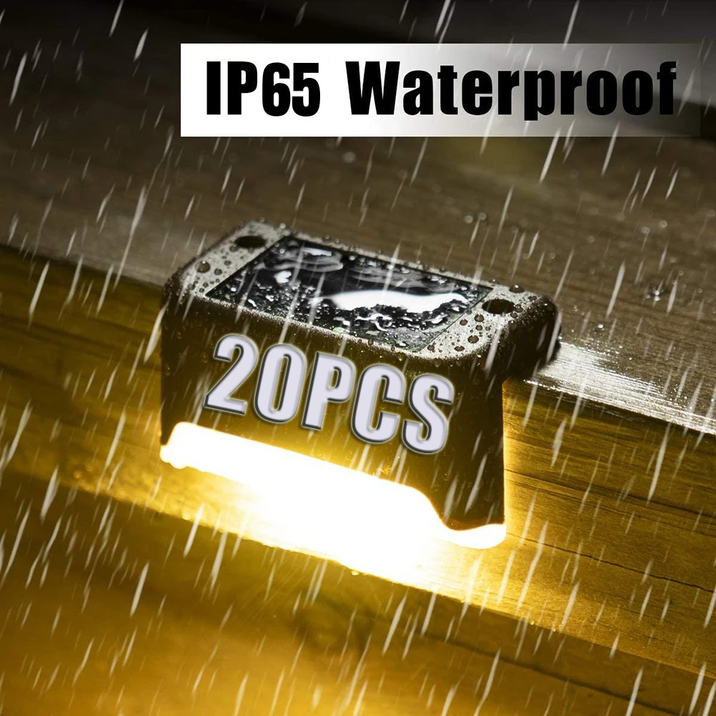 따뜻한 흰색 LED 태양 단계 램프 경로 계단 야외 정원 조명 파티오 계단 울타리 빛에 대 한 방수 발코니 조명 장식