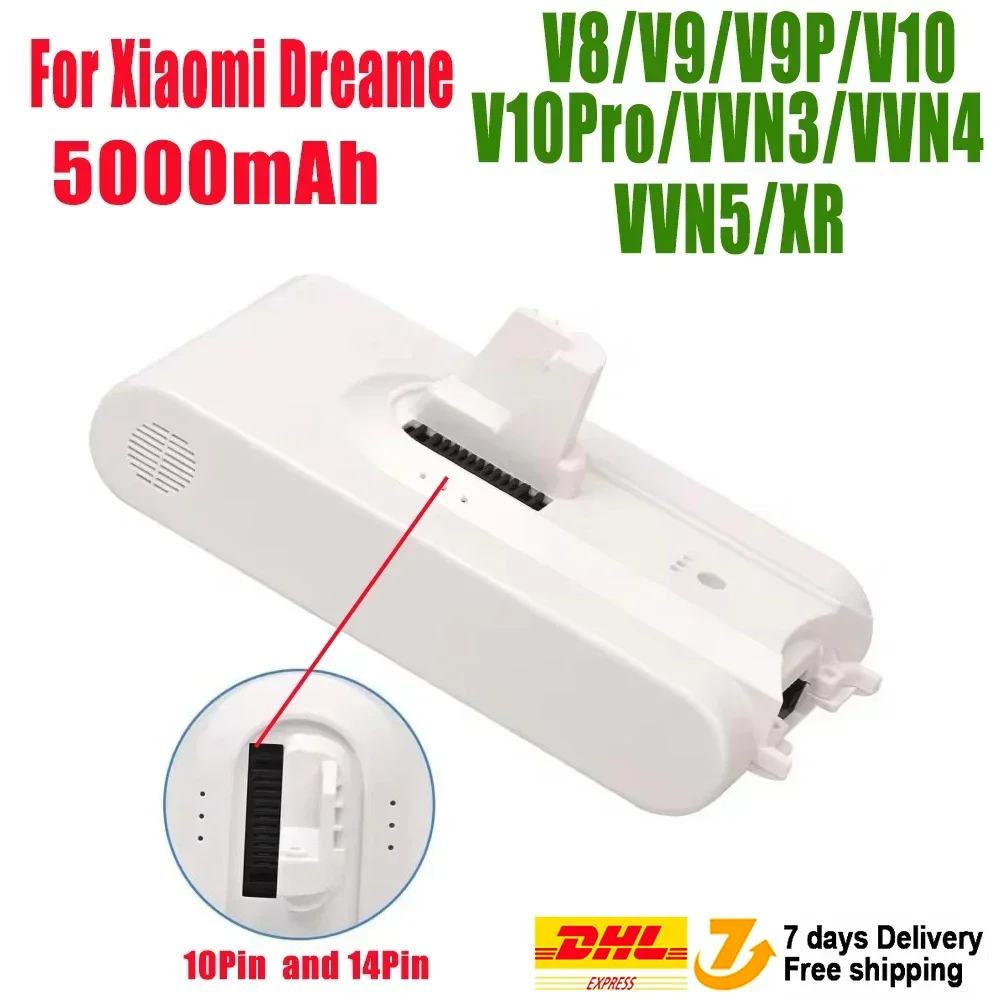 (원산지) Dreame V8 V10Pro V9P XR VVN3 VVN5 휴대용 무선 진공 청소기 부품 교체 배터리 용 5000mAh 리튬 이온 배터리