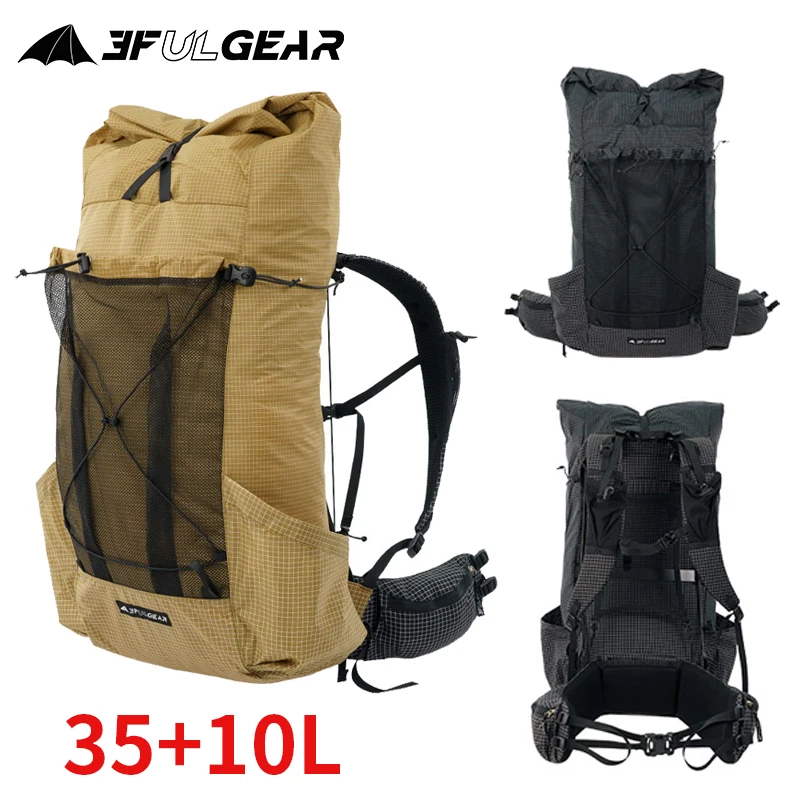 3F UL GEAR 35+10L 배낭 초경량 야외 하이킹 여행 가방 등산 조절 가능한 나일론 방수 스포츠 배낭 휴대용